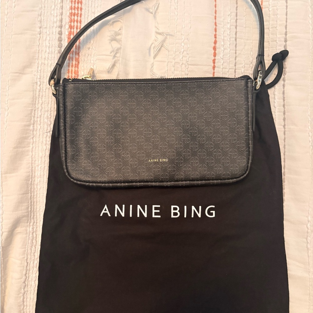 Anine Bing Gray Monogram Shoulder Bag